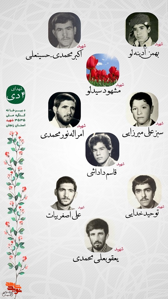 پوستر/ یاد و خاطر شهدای چهارم دی ماه استان زنجان گرامی باد